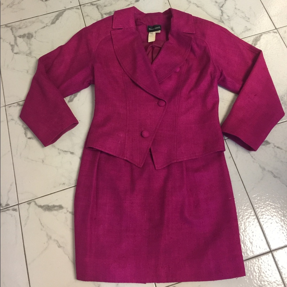 Bentley Harris raw silk magenta jacket &skirt